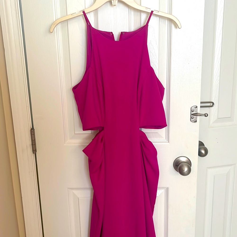 Badgley Mischka magenta cutout formal gown